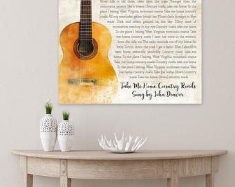 Custom Music Lyrics Guitar Art – Valentine’s Day Gift