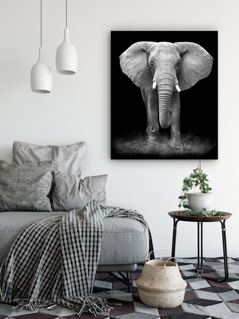 Elephant Art, Elephant Wall Art, Canvas Print, Picture of Elephants image 3