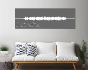 Custom Sound Wave, Waveform Art, Can't Help Falling In Love With You, Gift For Wife, Personalized Gift