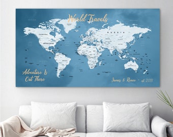 Push Pin World Map, Push Pin Travel Map, World Map Canvas, World Travel Map, Personalized Large World Map
