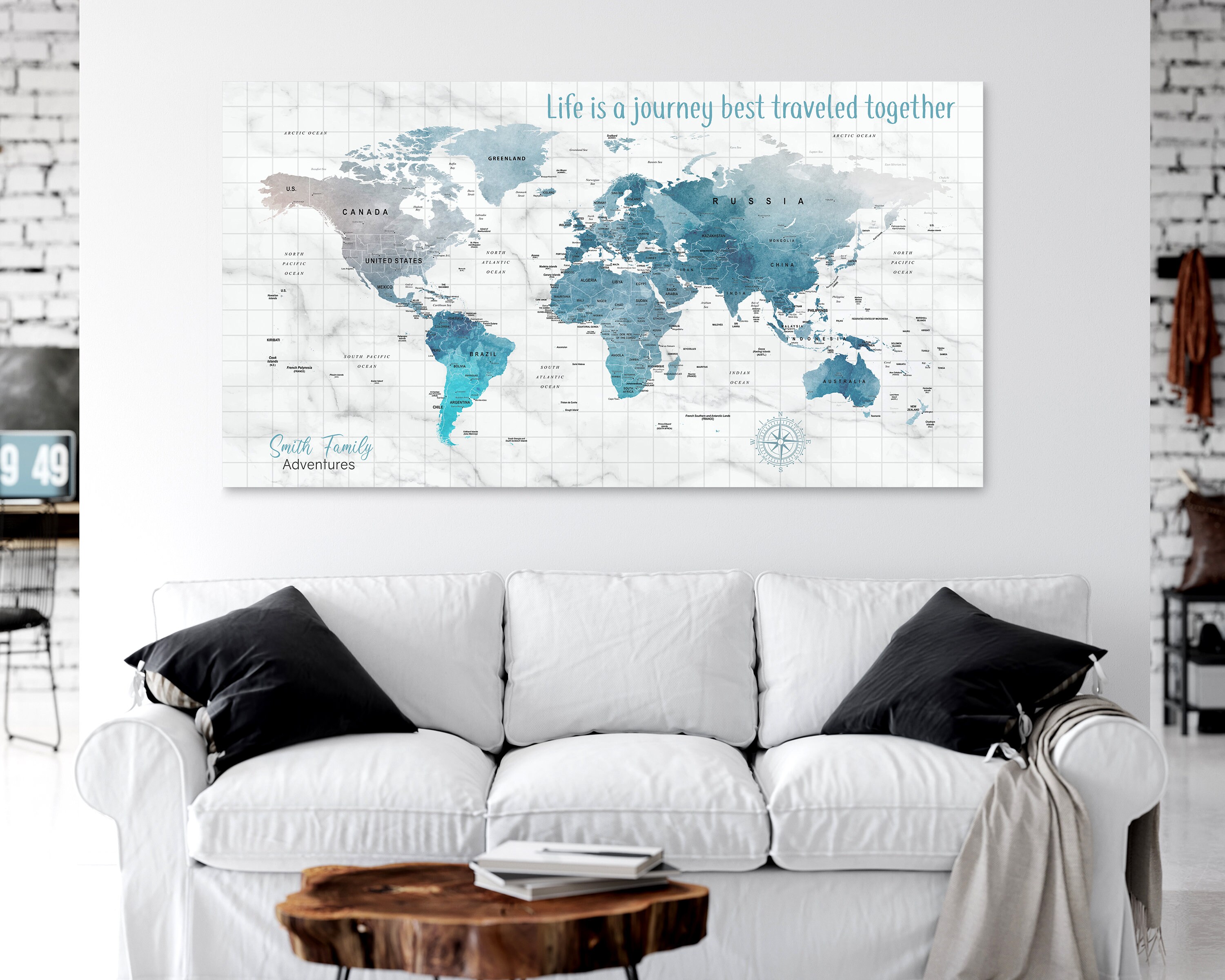 Personalized Push Pin World Travel Map Canvas: Custom Colors - Etsy Canada