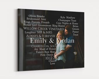 Custom Word Cloud Heart Wedding Photo: Personalized Couple Art, Wedding Keepsake, Anniversary Print