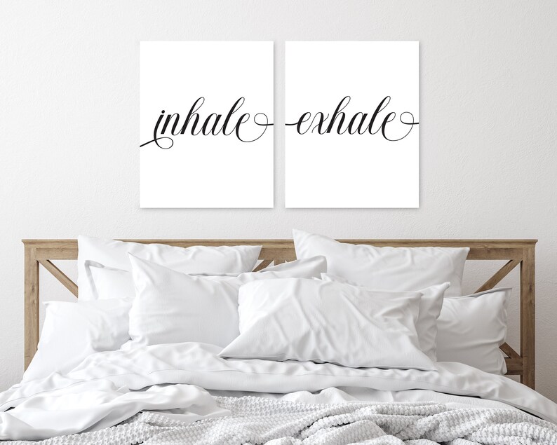 Inhale Exhale Inhale Exhale Wall Art Set of Two Prints Etsy