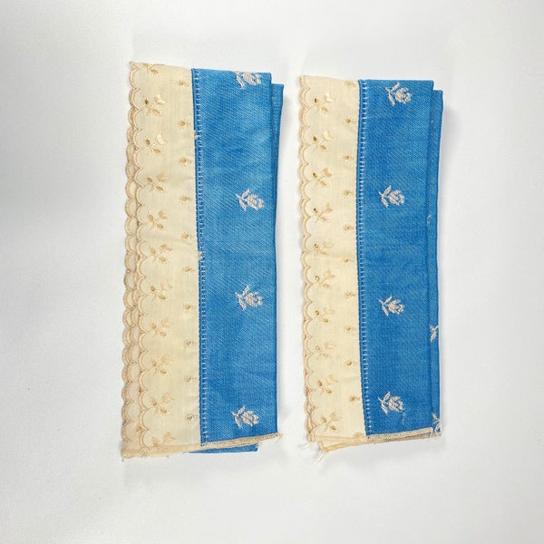 Vintage Pair JC Pennys Curtain Tie Backs Trim Laura Wedgewood Blue 4"x44" ea.