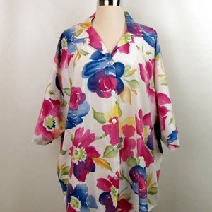 Vintage 80s A Personal Touch Oversized Womens Floral Blouse - Etsy