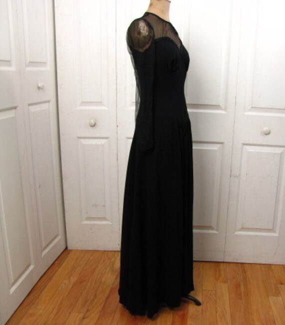 Vintage 30s Black Rayon Evening Gown | Chumley | … - image 2