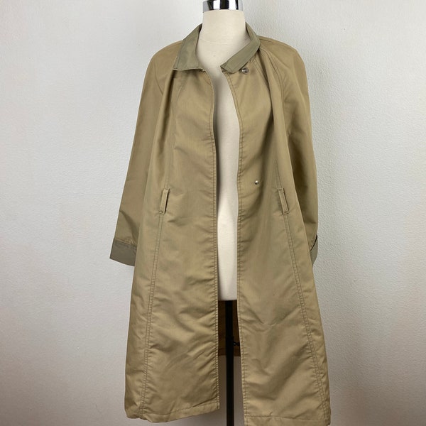 Vintage Avon Rain Gear Trench Coat | Tan | Wampel Treatment for Water Repellancy | Size Small (10-12 vintage) 8-10 Modern | No Belt