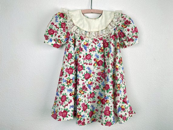 Vintage 90s Racing Ribbons Girls Floral Dress | P… - image 4