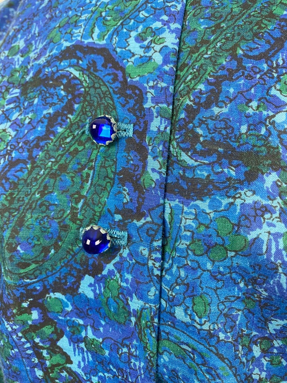 Vintage 60s Blue Paisley Two Piece Dress | Midi P… - image 7