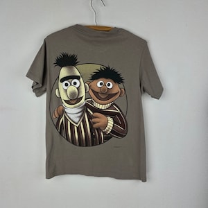Vintage 90s Graphic Bert and Ernie Gray T-Shirt | Changes | Cotton Made In USA | Buddy Wear | Womens Size Small