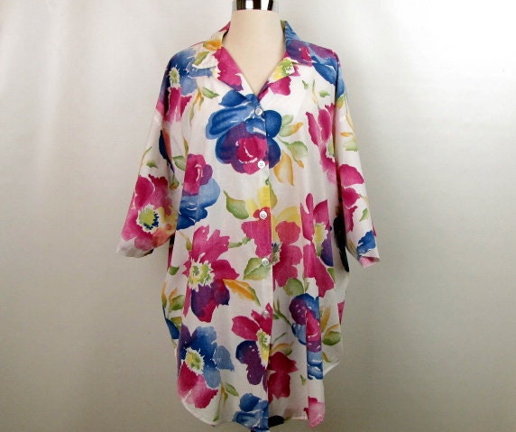Vintage 80s A Personal Touch Oversized Womens Floral Blouse - Etsy