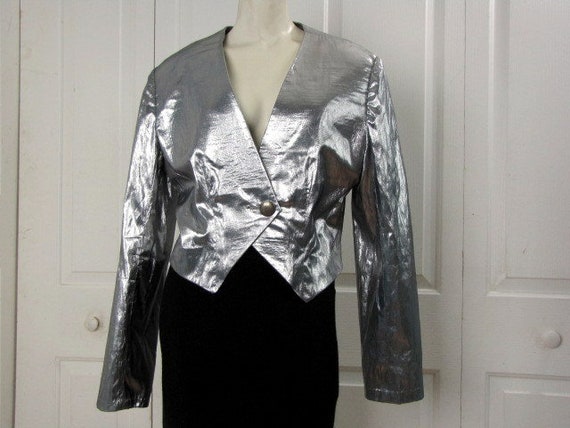 silver short dressy jacket