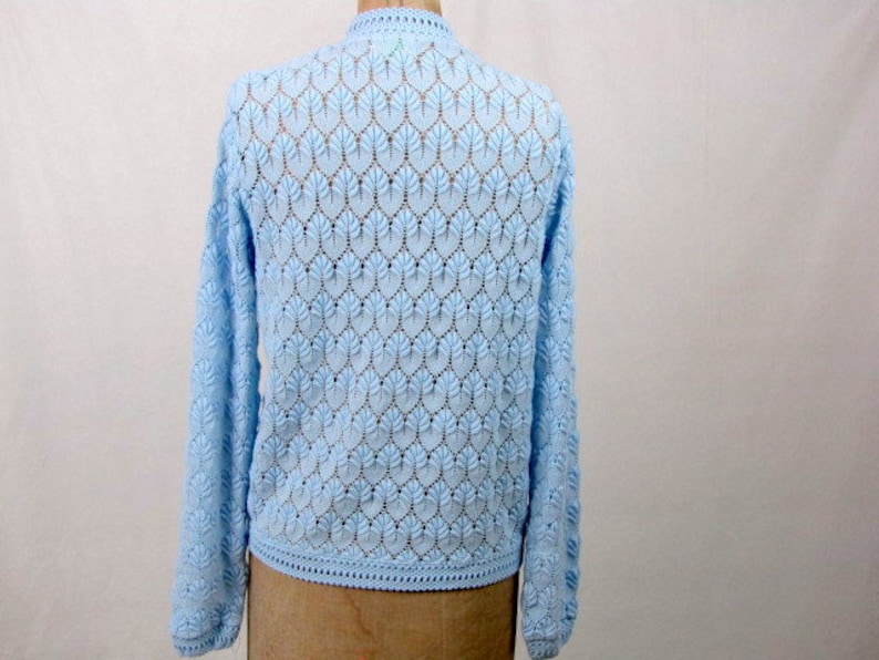 Size Medium Long Sleeves Acrylic Blue Cardigan Lane Bryant Vintage 70s Pale Blue Sweater Button Front Made in Japan