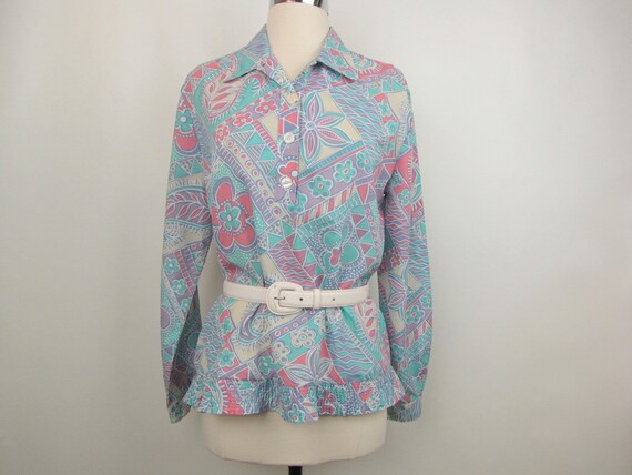 Vintage 80s Pyke LTD Blouse | Large/XLarge | Past… - image 5