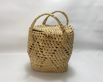 Rattan Ata Grass Woven Bucket Handbag Home Decor Basket Wall Hanging Hand Made