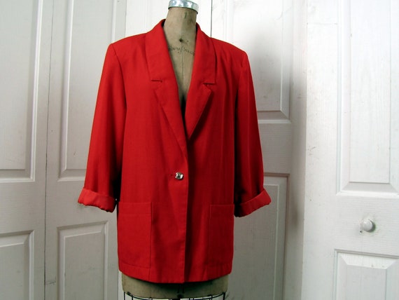 Vintage 80s Red Jacket | Radcliffe | Size 10 | Me… - image 6