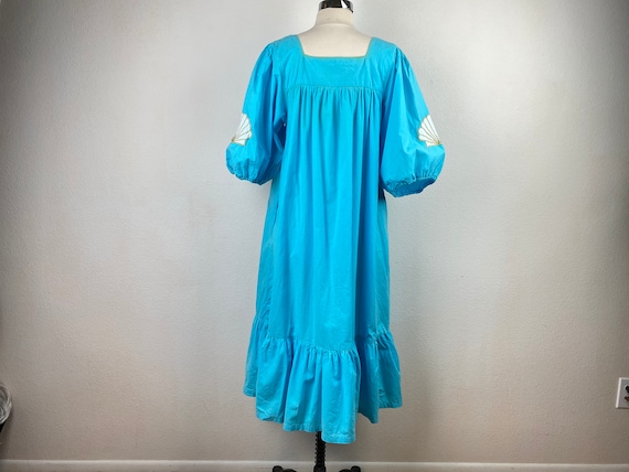 Vintage Ramona Rull Aqua Cotton Dress | Applique … - image 6