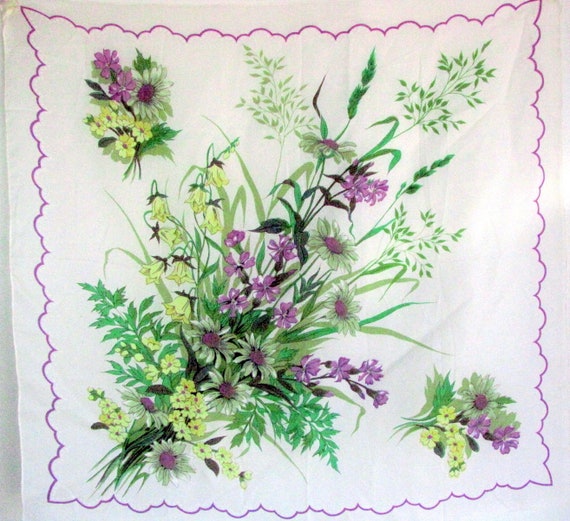 Vintage 1980s Scarf | Lilac and Buttercream Flowe… - image 6