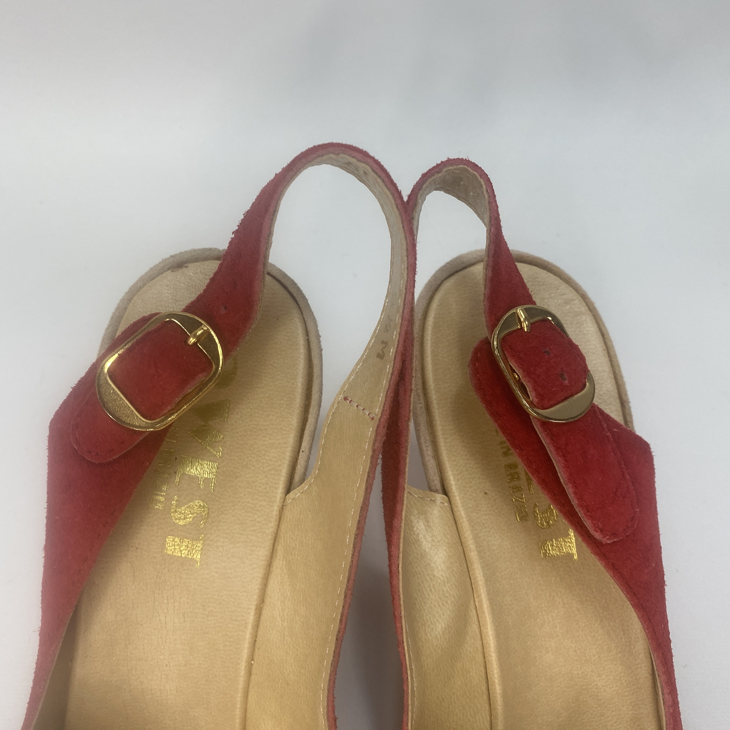 Sandales Compensées Nine West Occasion - Taille 8M, Tissu Bleu, Talon Wedge