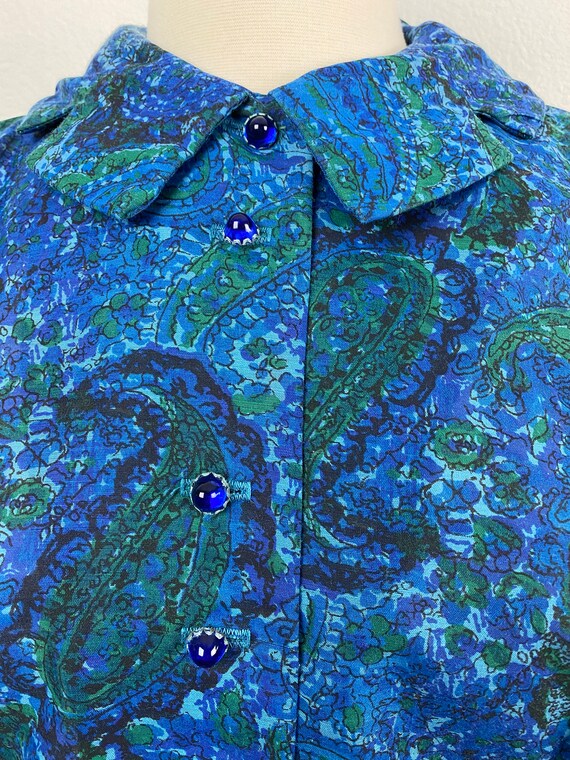 Vintage 60s Blue Paisley Two Piece Dress | Midi P… - image 6