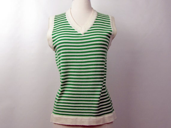Vintage 70s Catalina Green Striped Sweater Vest |