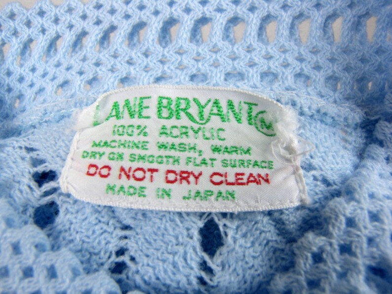 Size Medium Long Sleeves Acrylic Blue Cardigan Lane Bryant Vintage 70s Pale Blue Sweater Button Front Made in Japan