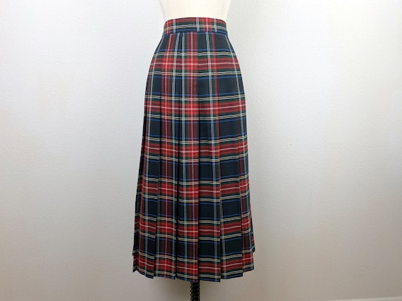 Vintage 80s Willow Ridge Plaid Pleated Skirt | Po… - image 1