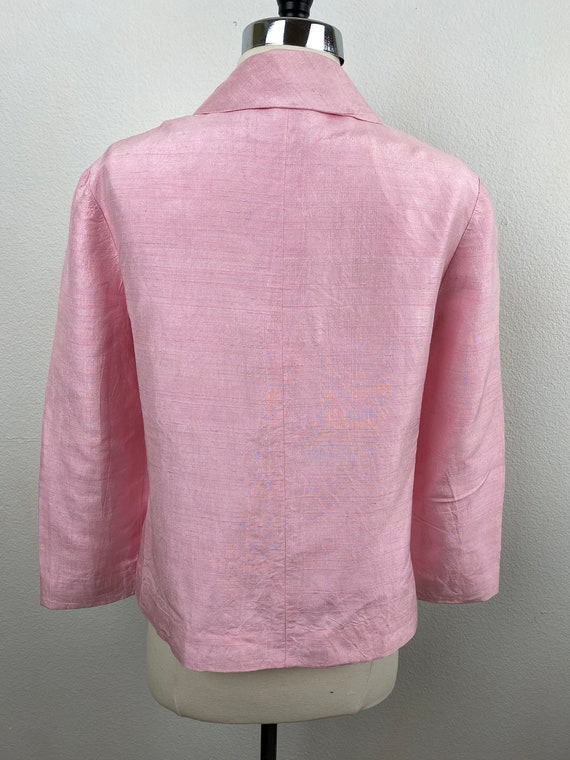 Vintage 80s Pink Silk Jacket | Raw Silk | Hand St… - image 5