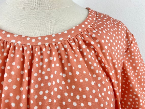 Vintage 70s Lorac Original Dress | Peach with Whi… - image 3