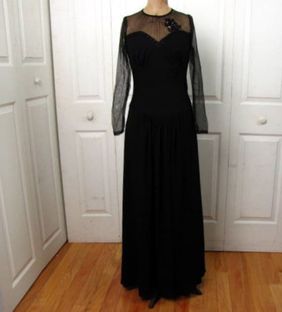 Vintage 30s Black Rayon Evening Gown | Chumley | … - image 1