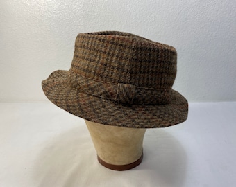 Vintage Mayser Hutmacher seit 1800 Trilby Hat Brown Tweed Wool Size 58 22" Narrow Brim