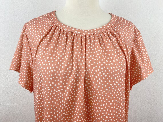 Vintage 70s Lorac Original Dress | Peach with Whi… - image 2