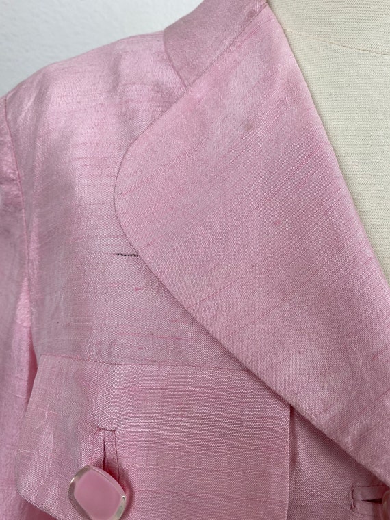 Vintage 80s Pink Silk Jacket | Raw Silk | Hand St… - image 7