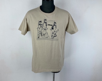 Vintage 80s Kokochi Zuni Rain Dancers Anvil Single Stitch Tan T-Shirt Cotton XL