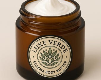 Bio-Ekzem Körperbutter | Shea & Kakaobutter geschlagene Feuchtigkeitscreme | Natürliches Relief trockener Haut | Lavendel Körperpeitsche | Handgefertigte Hautpflege
