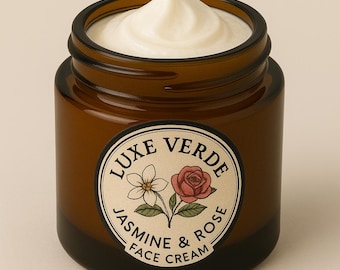 Crema facial calmante de rosa y jazmín / Hidratante antiedad orgánico / Crema facial hidratante natural para piel seca y sensible / Cuidado artesanal