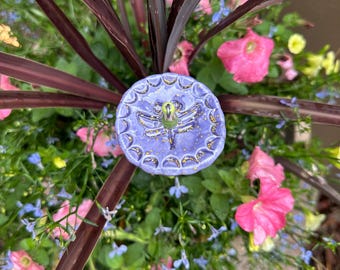 Lilac Dragonfly Bloomstick:  One Decorative Plant Stake/Bee Cup