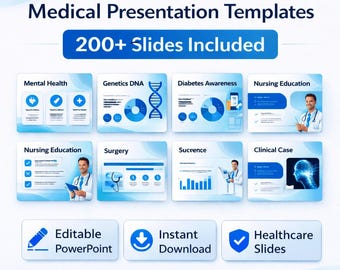 Ensemble de modèles de présentations médicales - PowerPoint modifiables sur la santé | Soins infirmiers, ADN, chirurgie, santé mentale, cas clinique
