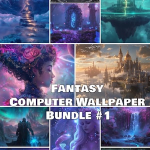 Fantasy HD Wallpaper Bundle | 10 Digital Backgrounds | Mystical & Magical Desktop Art | JPG PNG 1920x1080