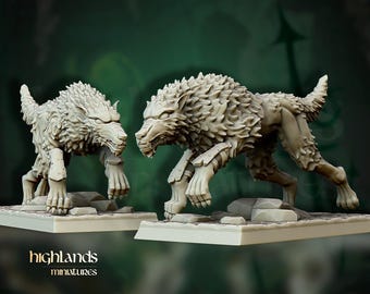 Highlands miniatures direwolves | BASES INCLUDED
