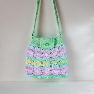 Crochet Bag For Girl: Small Colorful Crossbody Pouch With Button Clasp