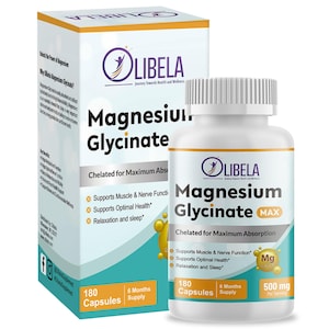 Olibela Magnesiumglycinat 500 mg – Hög absorption, sömn och muskelstöd (180 kapslar)