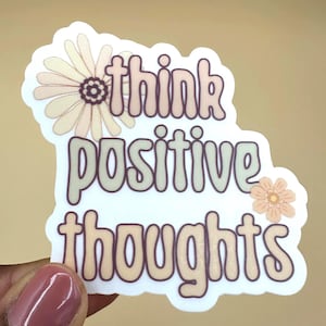 Pensamientos positivos, transparente, apto para lavavajillas, pegatinas para botellas de agua, vinilo, salud mental, pegatinas bíblicas, regalos para ella