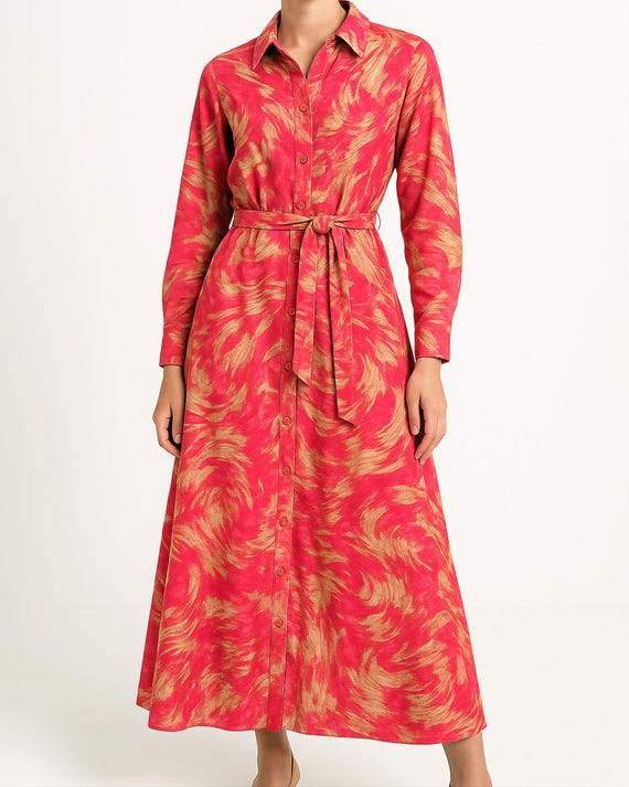 open lace back dress Pink Satin Oversized Maxi Shirt Dress main image 1
