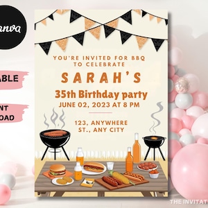 Editable BBQ Birthday Invitation: Cookout Party Invite (Digital Download)