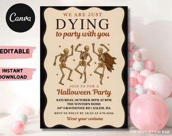 Hand Drawn Halloween Party Invitation: Editable Costume Party Invite (PDF Download)