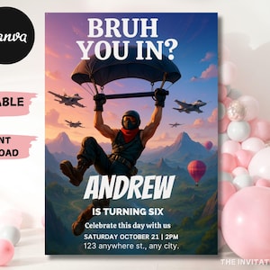 Faire-part d'anniversaire de niveau supérieur | Gamer Party Evite | Modèle modifiable | Téléchargement numérique | Carte d'anniversaire de jeu vidéo pour garçons et filles
