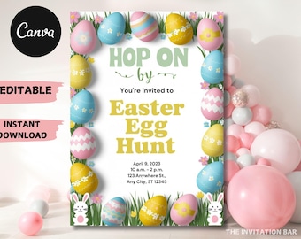 Editable Easter Egg Hunt Invitation Template (PDF or JPEG)