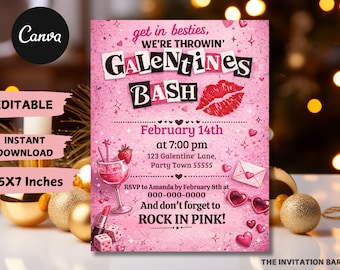 Invito modificabile per il giorno di San Valentino Burn Book, invito per la festa delle ragazze in rosa, invito per San Valentino, solo per ragazze, invito per San Valentino Mean Girls