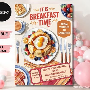 Breakfast Invitation, Staff Employee Appreciation Breakfast Invite, Volunteer Appreciation, Thank You Brunch, Editable Printable Template